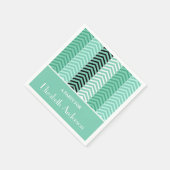 Trendy mint Green Chevron Stripes met naam Servetten (Hoek)