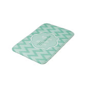 Trendy Mint Green Chevron Zigzag Name en Monogram Badmat (Gekanteld)