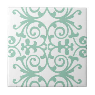Trendy Mint Green Damask Pattern Tegeltje