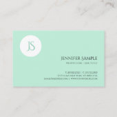 Trendy Mint Green Modern Monogrammed Sjabloon Visitekaartje (Achterkant)
