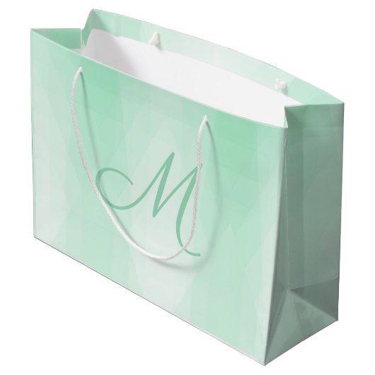 Trendy Mint Green Monogrammed Modern Sjabloon Groot Cadeauzakje (Achterkant Gekanteld)