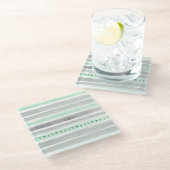 Trendy Mint Green Paint Stripes Pattern Glazen Onderzetter (Schuin)