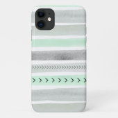 Trendy Mint Green Waterverf Stripes Design Case-Mate iPhone Case (Achterkant)