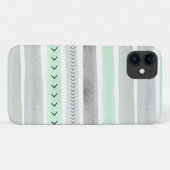 Trendy Mint Green Waterverf Stripes Design Case-Mate iPhone Case (Achterkant (horizontaal))