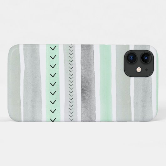Trendy Mint Green Waterverf Stripes Design Case-Mate iPhone Case (Achterkant (horizontaal))