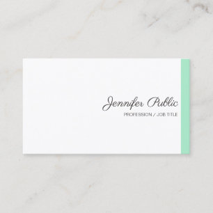 Trendy Mint Green White Modern Calligraphy Script Visitekaartje