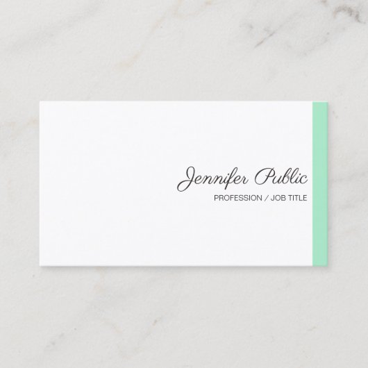 Trendy Mint Green White Modern Calligraphy Script Visitekaartje (Voorkant)