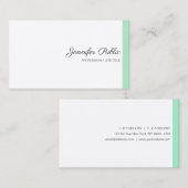 Trendy Mint Green White Modern Calligraphy Script Visitekaartje (Voorkant / Achterkant)