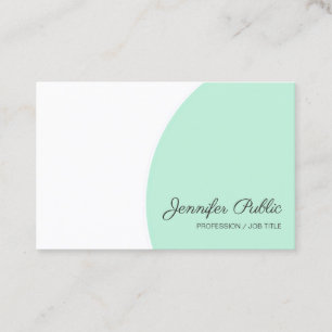 Trendy Mint Green White Modern Handschrift Script Visitekaartje