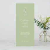 Trendy Mint Groen Monogrammed Initialen Bruiloft Programma (Staand voorkant)