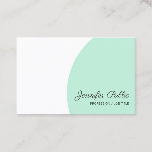 Trendy Mint Groen Wit Modern Handschrift Script Visitekaartje (Voorkant)