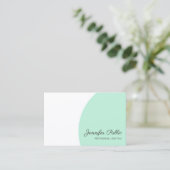 Trendy Mint Groen Wit Modern Handschrift Script Visitekaartje (Staand voorkant)