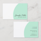 Trendy Mint Groen Wit Modern Handschrift Script Visitekaartje (Voorkant / Achterkant)