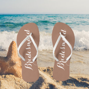 Trendy Mocha gestileerde bruiloft bruidsmeisje Teenslippers