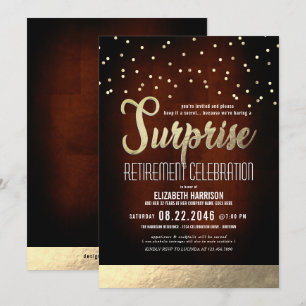 Trendy Mocha/Gold Surprise Retirement Party Invita Kaart