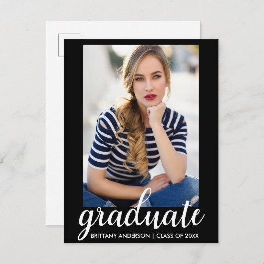 Trendy Mode Afstuderen Foto aankondiging (Voorkant / Achterkant)