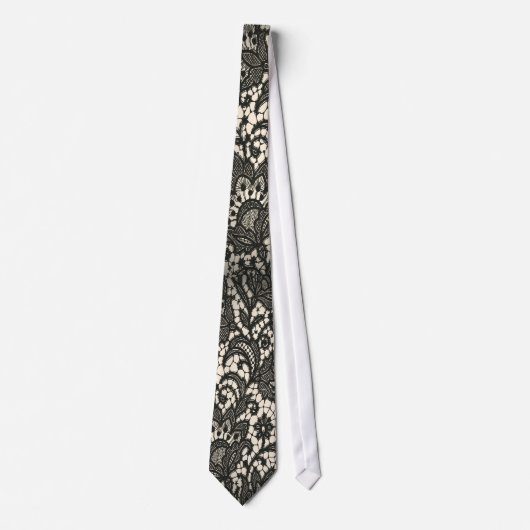 Trendy mode beige zwart Lace Stropdas (Voorkant)
