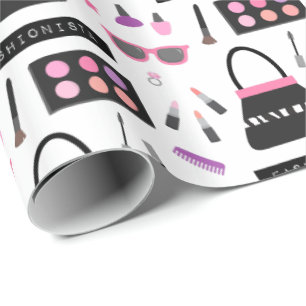 Trendy Mode Makeup Pattern Girls Wrapping Paper Cadeaupapier