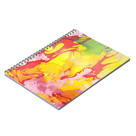 Trendy modern Abstract geel rood personaliseren Notitieboek (Linkerzijde)