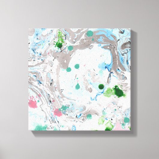 Trendy Modern Abstract Kunstroze Blauw Wit Canvas Afdruk (Voorkant)
