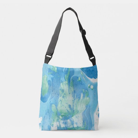 Trendy Modern Abstracte Sjabloon Blue Green White Crossbody Tas (Voorkant)