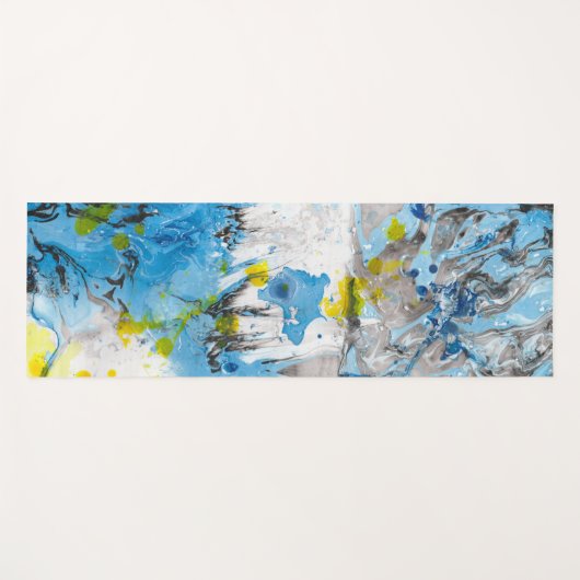 Trendy Modern Abstracte Sjabloon Blue Yellow White Yogamat (Voorkant (horizontaal))