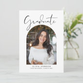 Trendy Modern Arch Photo Graduation Party Kaart (Staand voorkant)