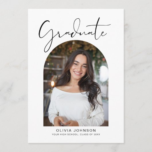 Trendy Modern Arch Photo Graduation Party Kaart (Voorkant)