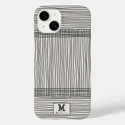 Trendy modern art lines Abstract minimal Monogram Case-Mate iPhone Case (Achterkant)