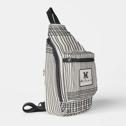 Trendy modern art lines Abstract minimal Monogram  Sling Bag (Linkerhoek)