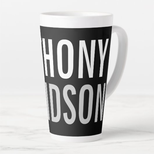 Trendy Modern Black Bold Text Latte Mok (Rechterhoek)