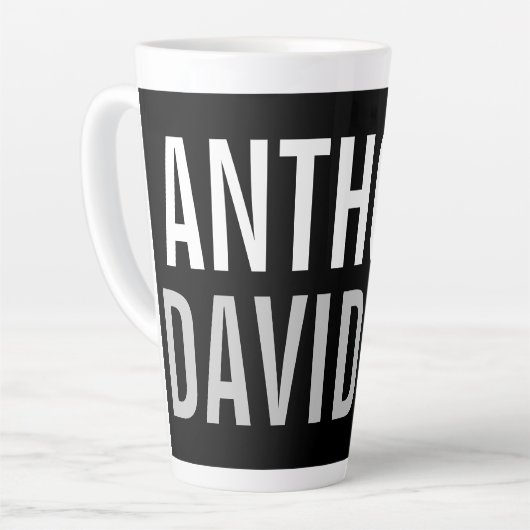 Trendy Modern Black Bold Text Latte Mok (Linkerhoek)