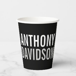 Trendy Modern Black Bold Text Papieren Bekers