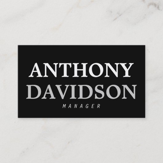 Trendy Modern Black Bold Text Visitekaartje (Voorkant)