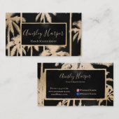 Trendy Modern Black Gold Palm Trees Professional Visitekaartje (Voorkant / Achterkant)