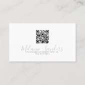 TRENDY MODERN BLACK QR CODE Business Card TEMPLATE Visitekaartje (Achterkant)