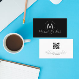 TRENDY MODERN BLACK QR CODE Business Card TEMPLATE Visitekaartje