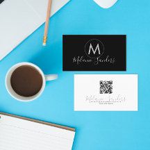 TRENDY MODERN BLACK QR CODE Business Card TEMPLATE