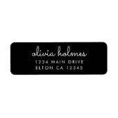 Trendy Modern Black Script Return Address Etiket (Voorkant)