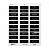 Trendy Modern Black Script Return Address Etiket (Full Sheet)