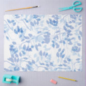 Trendy Modern Blauw en Wit Tropisch blad Tissuepapier (Craft)