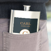 Trendy Modern Blue Gold Beauty Monogram Logo Flacon (Voorbeeld)