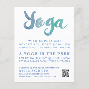 Trendy Modern Blue Yoga Class Adverteren Flyer