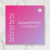 Trendy Modern Bold Pink Gradient 21st Birthday Bedankjes Labels (Achterkant)