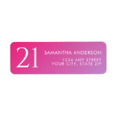 Trendy Modern Bold Pink Gradient 21st Birthday Etiket (Voorkant)