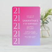 Trendy Modern Bold Pink Gradient 21st Birthday Kaart (Staand voorkant)