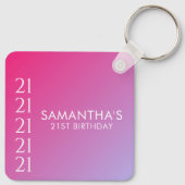 Trendy Modern Bold Pink Gradient 21st Birthday Sleutelhanger (Achterkant)