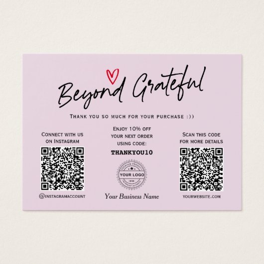 Trendy Modern Calligraphy Paars QR code gift card Visitekaartje (Voorkant)