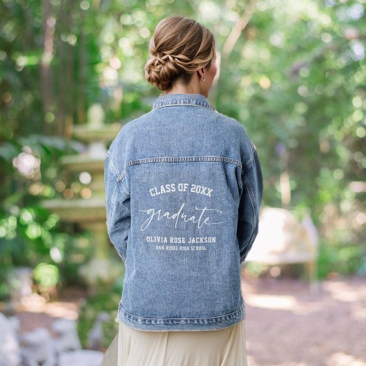Trendy Modern Casual Afstuderen gepersonaliseerd Denim Jacket