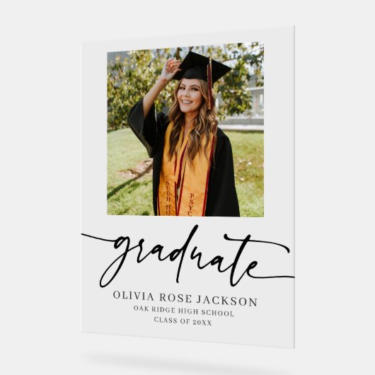 Trendy Modern Casual Foto Afstuderen Welkom Acryl Bord (Hoek)